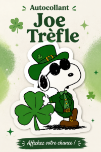 Une femme porte un look inspiré par Joe Shamrock pour la Saint-Patrick, avec des touches de vert et d'or.