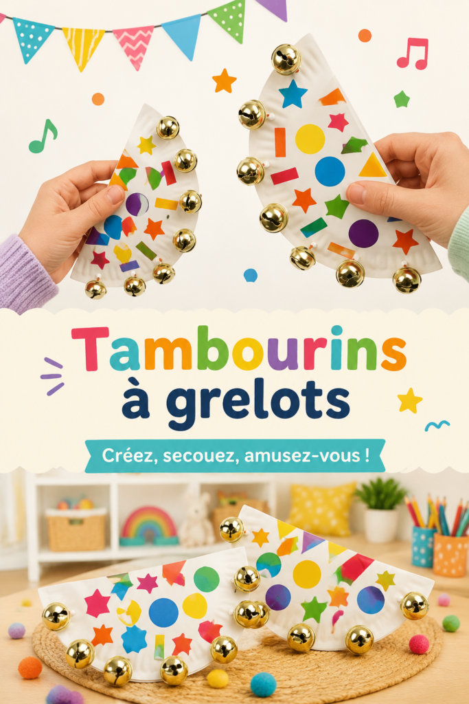 Un tambourin à grelots coloré fabriqué à la main pour le Carnaval.