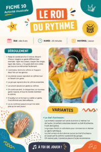 Image montrant une fiche rythmée pour des activités créatives à la maison.