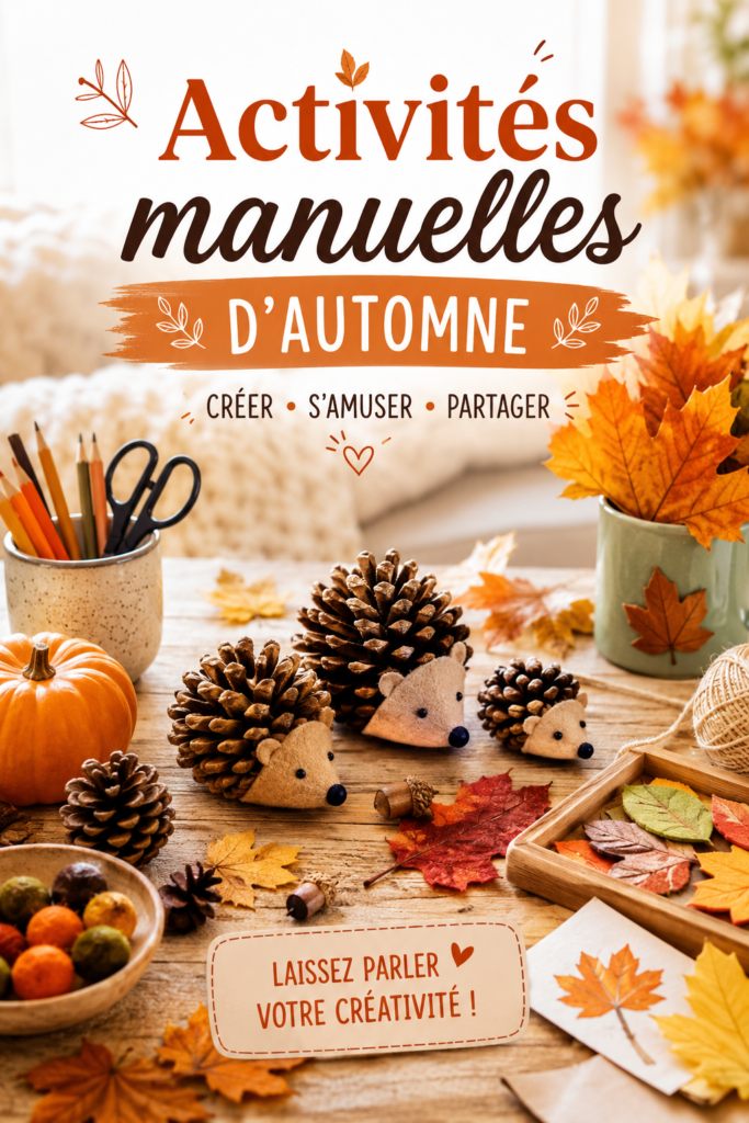 Un groupe d'adultes et d'enfants réalisant des activités manuelles d'automne ensemble.