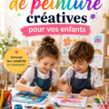 Enfants peignant ensemble sur de grandes feuilles de papier, pleine couleur et créativité.