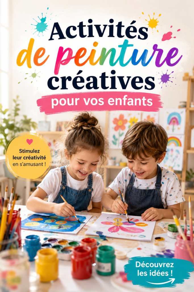 Enfants peignant ensemble sur de grandes feuilles de papier, pleine couleur et créativité.