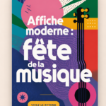 Affiche moderne colorée sur la fête de la musique avec des motifs abstraits.