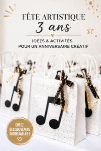 Une table décorée pour un anniversaire artistique, avec des fournitures d'art et des créations colorées.