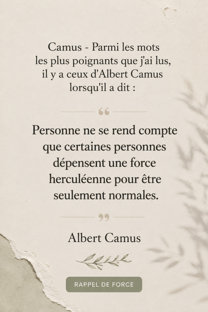 Portrait d'Albert Camus entouré de livres et de notes, symbolisant sa richesse intellectuelle et la profondeur de ses pensées.