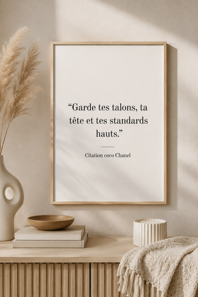 Citations de Coco Chanel avec une mise en page inspirante.