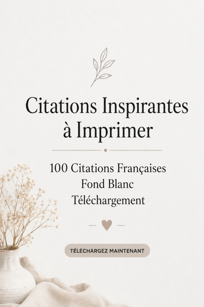 Citations inspirantes imprimées sur fond blanc à afficher dans un intérieur chaleureux