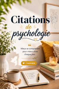 Une illustration inspirante avec des citations psychologiques sur un fond coloré.