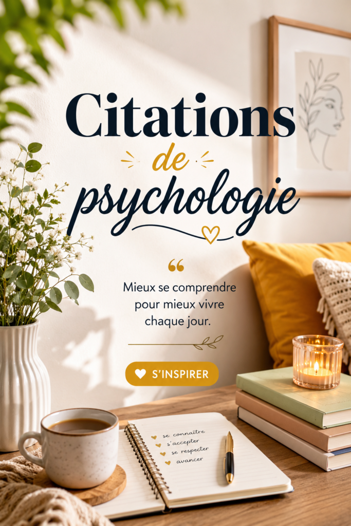 Une illustration inspirante avec des citations psychologiques sur un fond coloré.