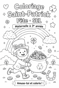 Enfants coloriant des images sur le thème de la Saint-Patrick