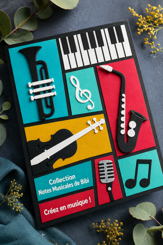 Une image de la collection Musical Notes de Bibi avec divers éléments créatifs.