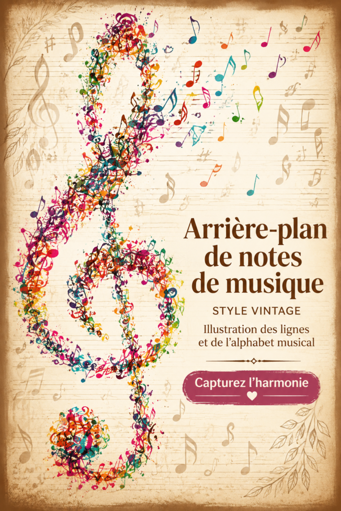 Fond découpé de notes de musique vintage sur un mur sombre