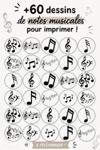 Illustration de dessins de notes de musique à imprimer pour des activités manuelles