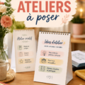 Fiche atelier créative avec des dessins et instructions pour une activité manuelle