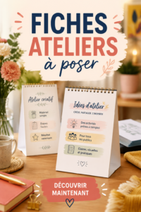 Fiche atelier créative avec des dessins et instructions pour une activité manuelle
