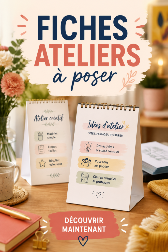 Fiche atelier créative avec des dessins et instructions pour une activité manuelle