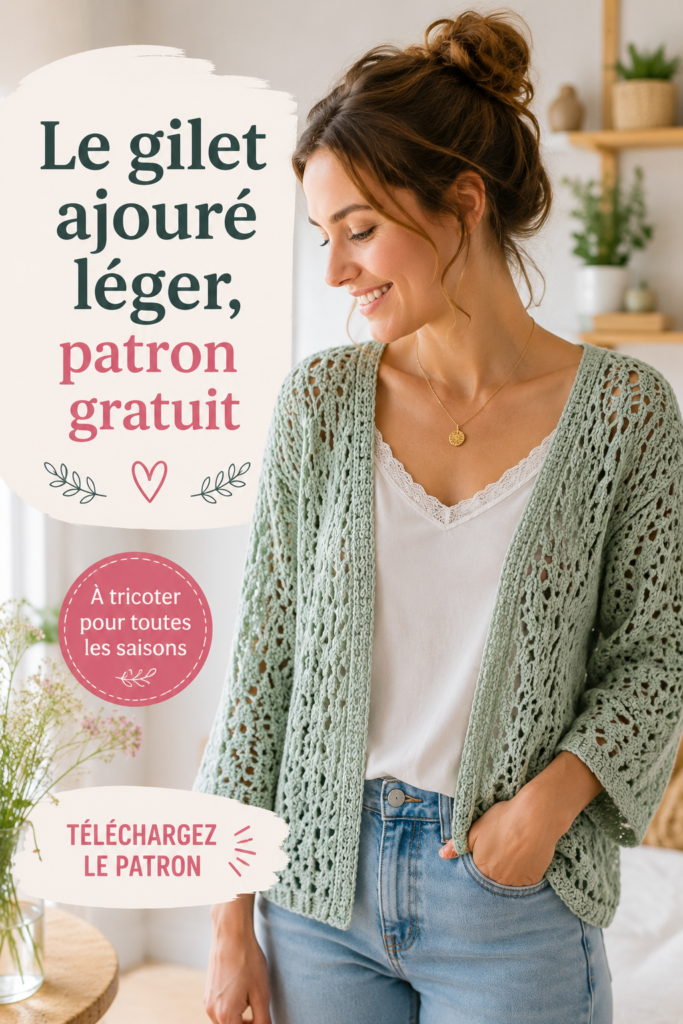 Un gilet ajouré léger en tricot élégant parfait pour l'été.