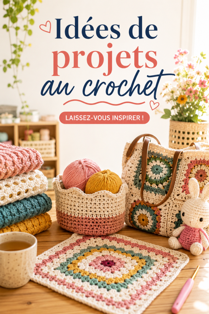 Un bel ouvrage au crochet coloré en cours de réalisation