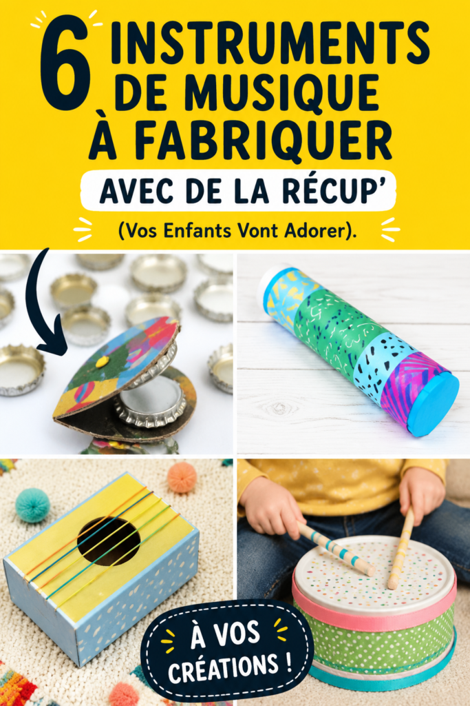 Un groupe d'enfants fabriquant des instruments de musique avec des objets recyclés.