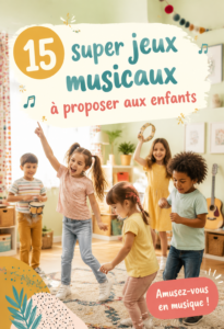 Un groupe d'enfants s'amusant avec des instruments de musique pendant un jeu musical.