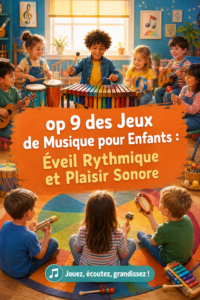 Des enfants s'amusant avec des jeux de musique colorés et interactifs.