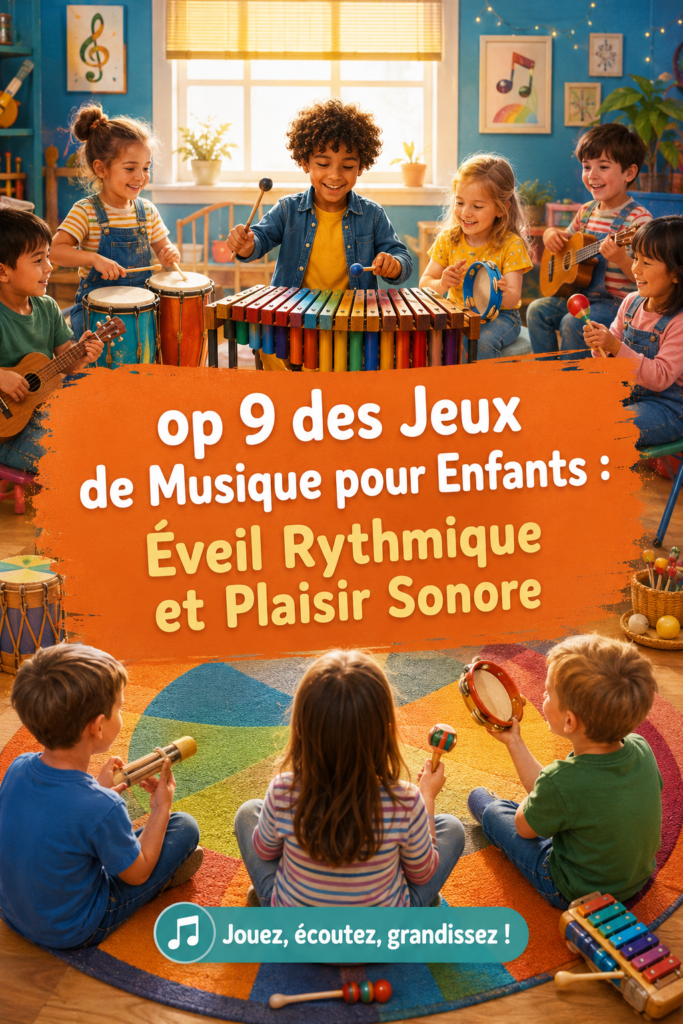 Des enfants s'amusant avec des jeux de musique colorés et interactifs.
