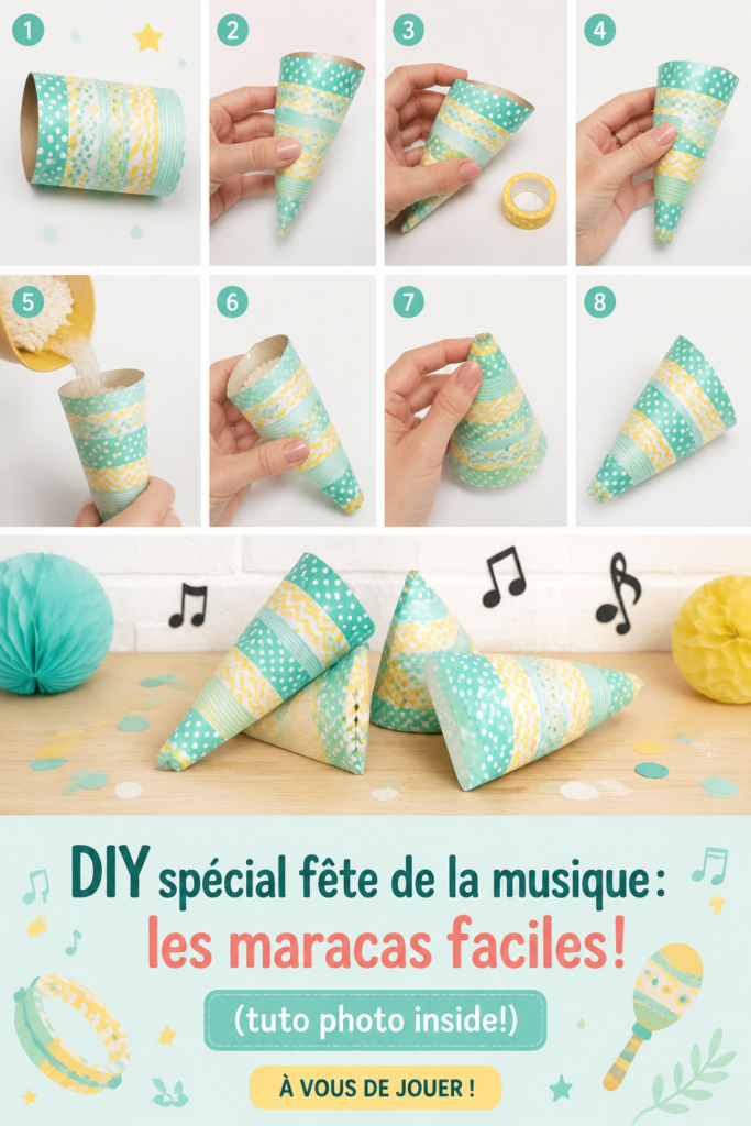 Des maracas colorées faites maison prêtes pour la fête de la musique
