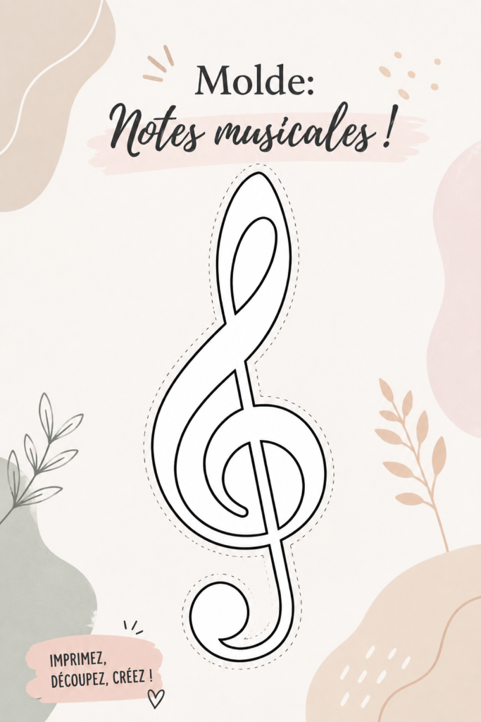Modèle de notes musicales créatives en papier coloré.