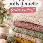 Pull en dentelle tricoté, stylé et chaud, parfait pour l'hiver.