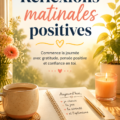 Femme souriante méditant avec des pensées positives le matin