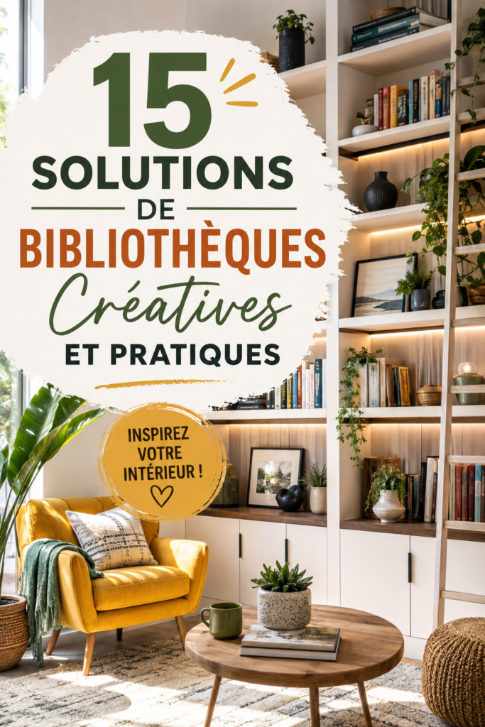 Bibliothèque moderne bien organisée avec des livres et des décorations
