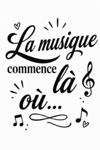 Un mur décoré avec des stickers inspirants et des citations musicales.