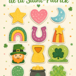Un tableau décoratif inspiré de la Saint-Patrick avec des éléments festifs.