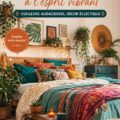 Chambre bohème vibrante avec des couleurs audacieuses et une déco éclectique