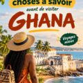 Femme préparant son voyage au Ghana avec des notes et un guide.