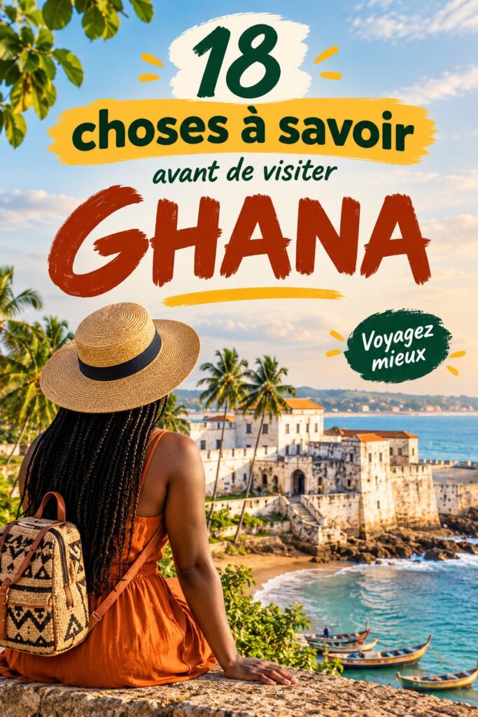 Femme préparant son voyage au Ghana avec des notes et un guide.