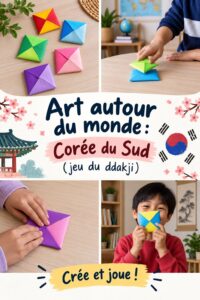 Jeu Ddakji traditionnel coréen en cours de jeu, enfants et adultes s'amusent ensemble.