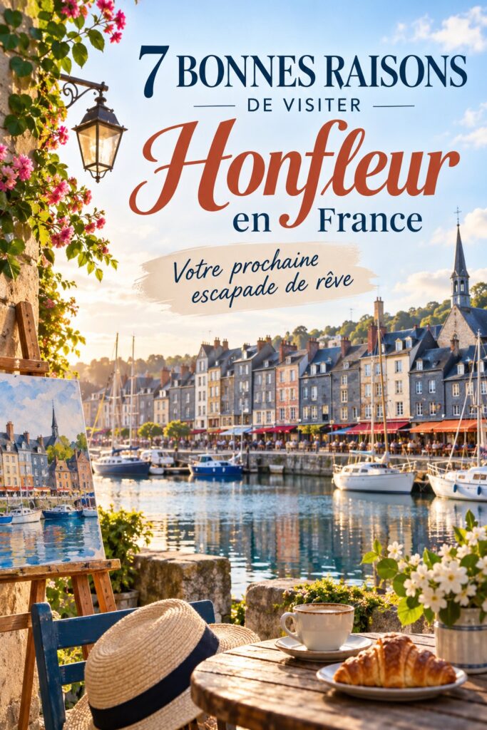 Vue du vieux port d'Honfleur sous un ciel clair
