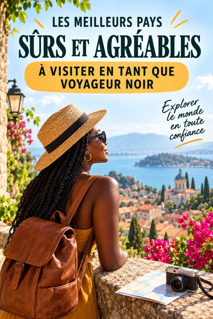 Image d'un groupe de voyageurs noirs explorant une destination accueillante.