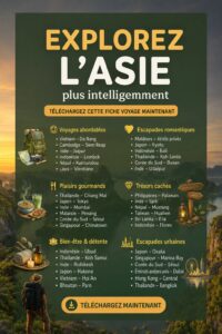 Vue panoramique d'une destination asiatique emblématique avec des paysages naturels magnifiques.