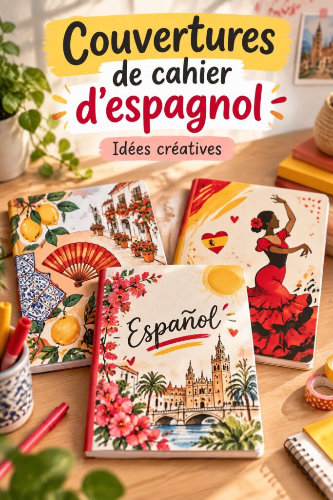 Couvertures colorées pour cahiers d'espagnol en différents designs