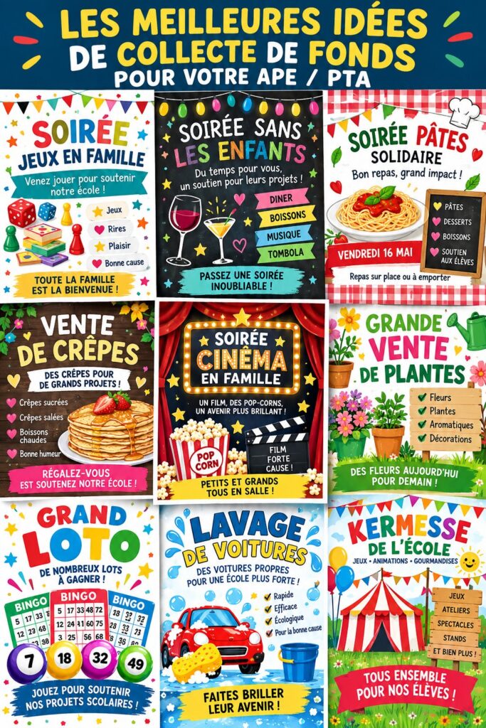 Événement scolaire avec des activités manuelles pour collecter des fonds