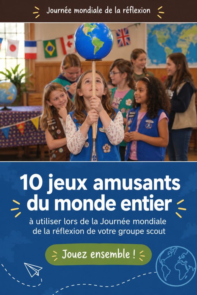 Jeux du monde avec des enfants rassemblés pour célébrer le World Thinking Day