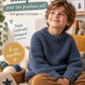 Pull tricoté à la main pour garçon avec un design simple et charmant.