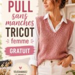 Pull sans manches en tricot porté par un mannequin, ambiance chaleureuse.