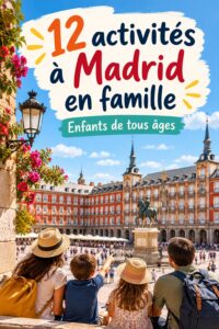 Une famille s'amusant dans un parc à Madrid avec des enfants.