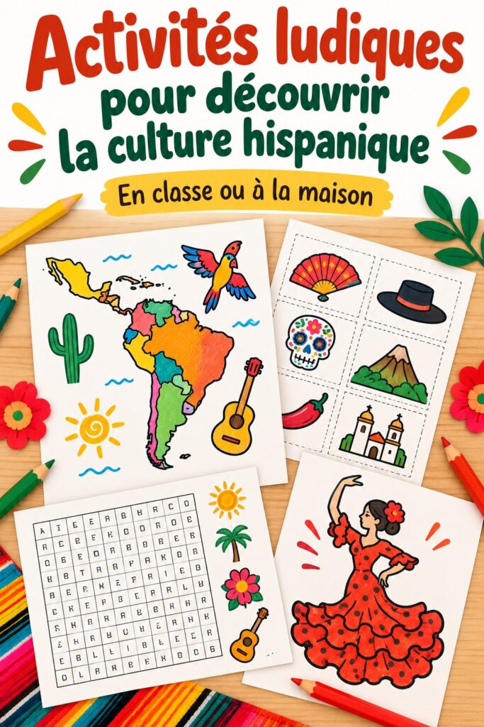 Activités manuelles représentant l'héritage hispanique, idéale pour des moments créatifs en famille.