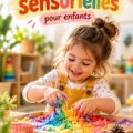 Enfants s'amusant avec des activités sensorielles à la maison.