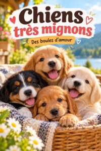 Un adorable chiot jouant dans le jardin avec sa balle, montrant son enthousiasme.