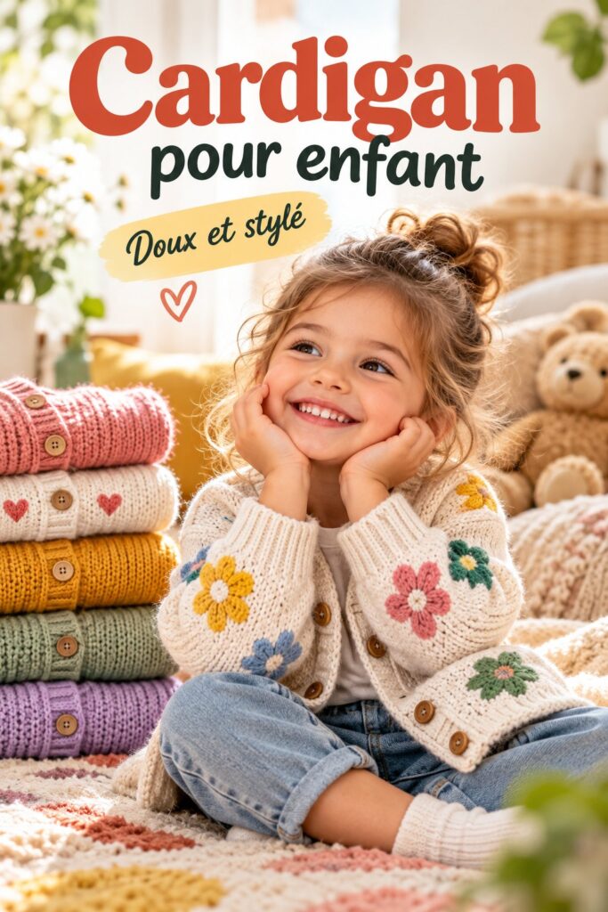 Cardigan fait main pour enfant en tricot